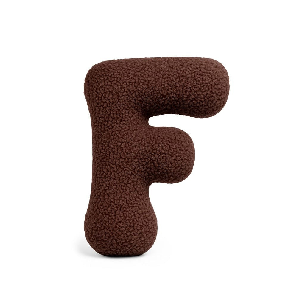 Bearly-letterkussen in de vorm van letter F, donkerbruin van MeowBaby