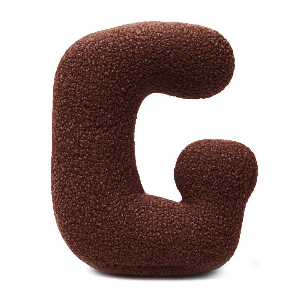 Bearly-letterkussen in de vorm van letter G, donkerbruin van MeowBaby