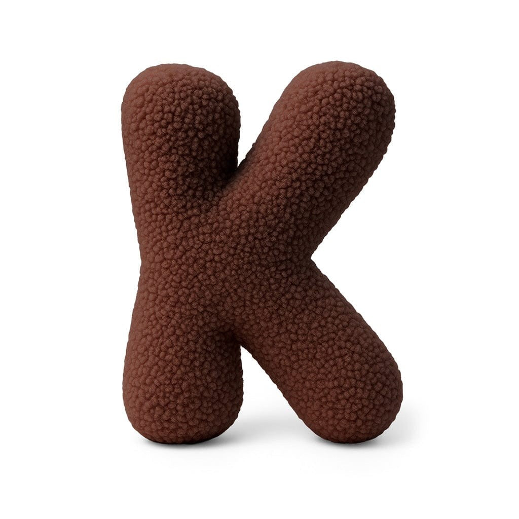 Bearly-letterkussen in de vorm van letter K, donkerbruin van MeowBaby