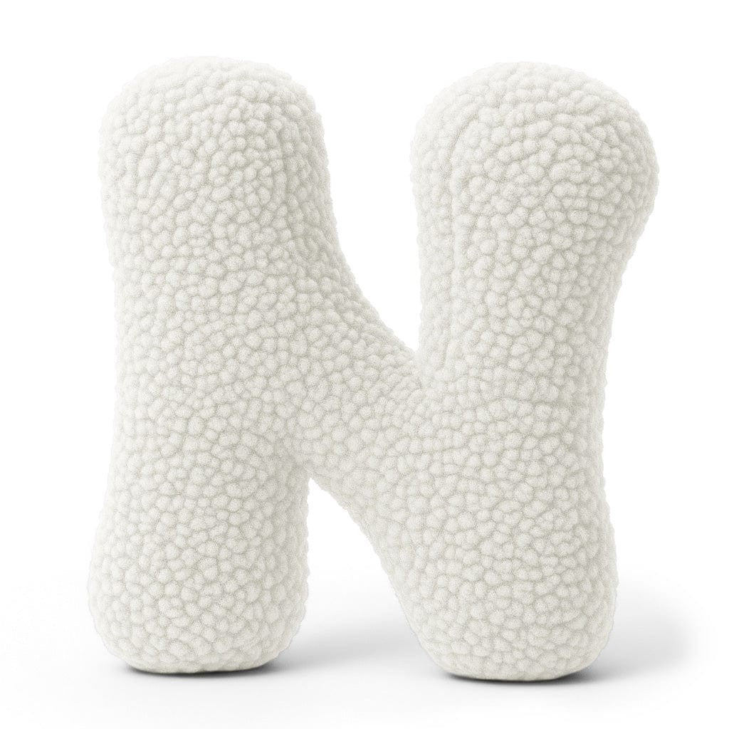 Bearly-letterkussen in de vorm van letter N, gebroken wit van MeowBaby