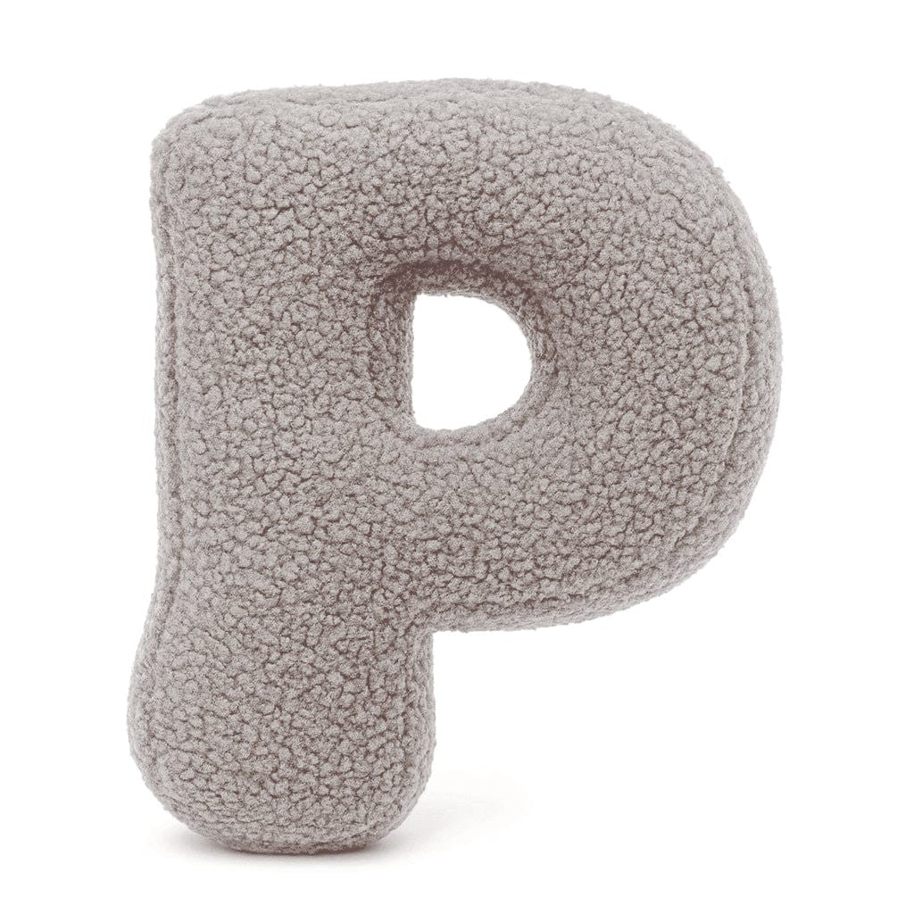 Bearly-letterkussen in de vorm van letter P, lichtgrijs van MeowBaby