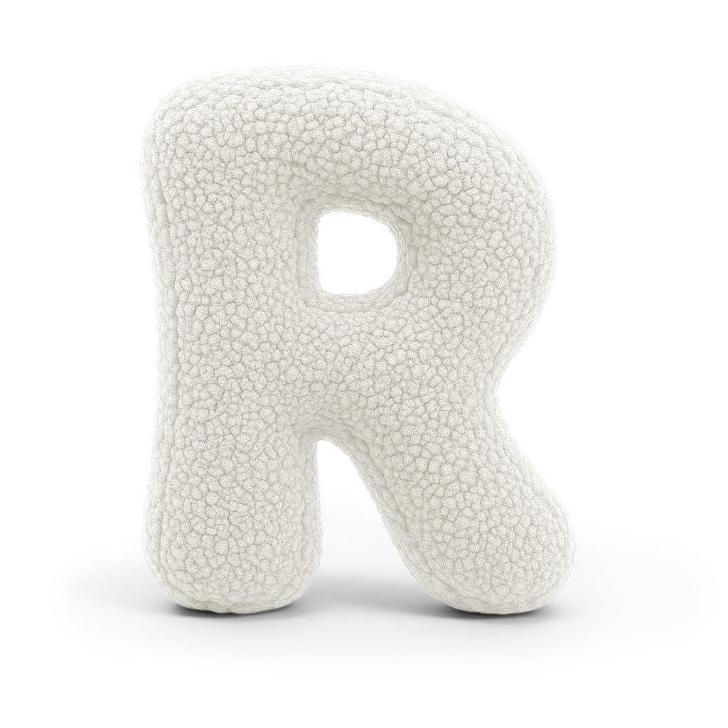 Bearly-letterkussen in de vorm van letter R, gebroken wit van MeowBaby