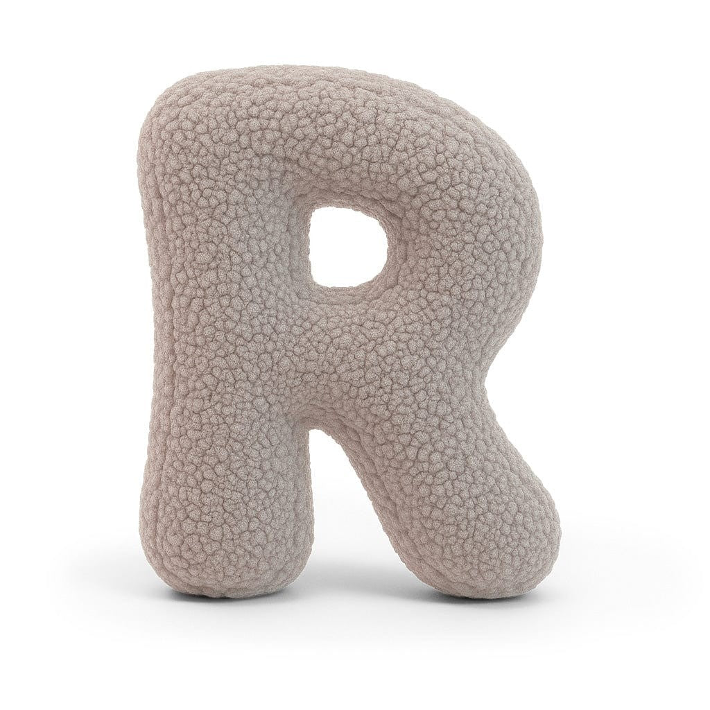 Bearly-letterkussen in de vorm van letter R, lichtgrijs van MeowBaby