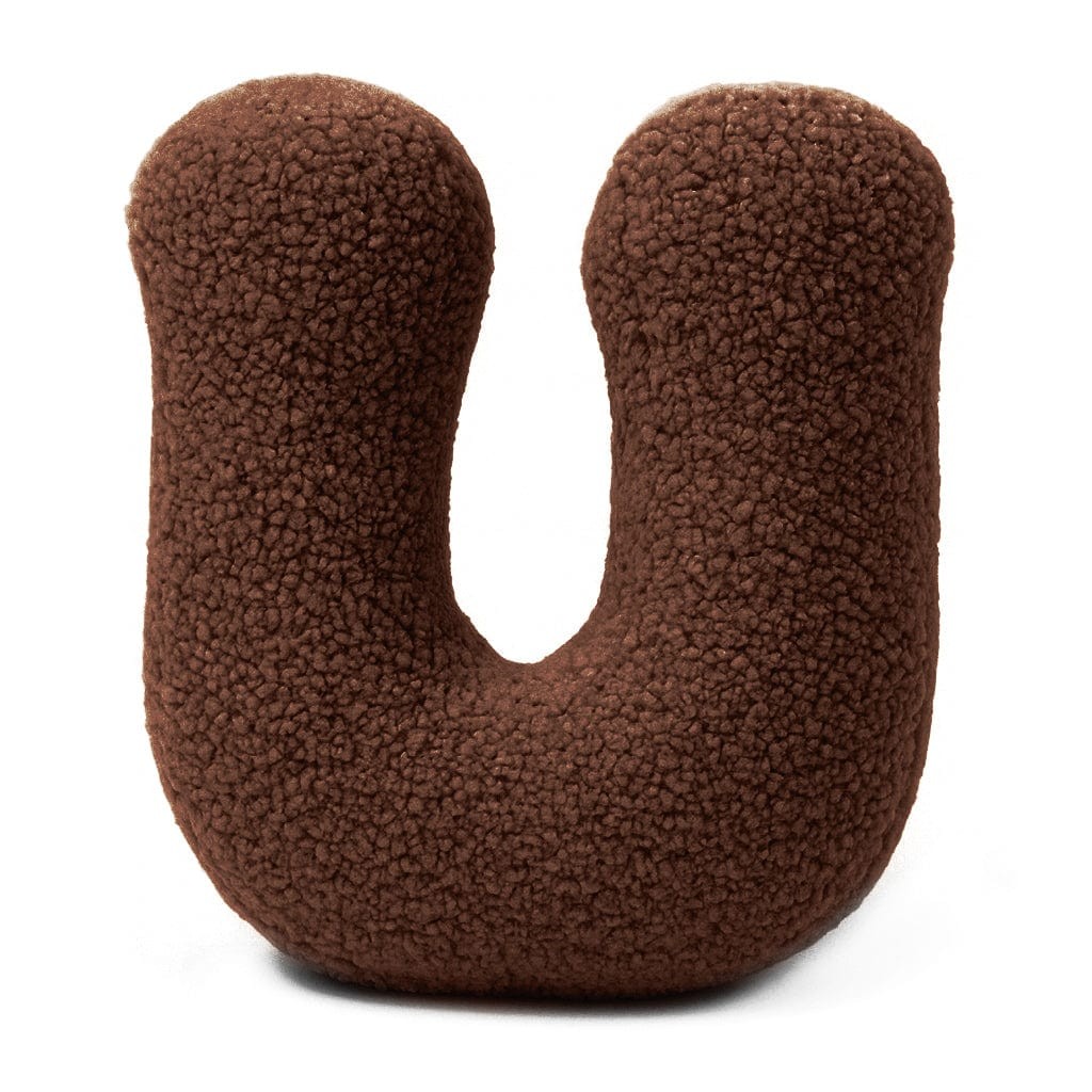 Bearly-letterkussen in de vorm van letter U, donkerbruin van MeowBaby