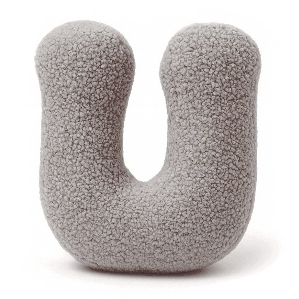 Bearly-letterkussen in de vorm van letter U, lichtgrijs van MeowBaby