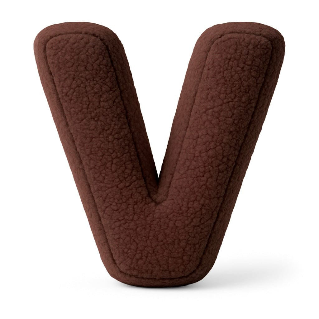Bearly-letterkussen in de vorm van letter V, donkerbruin van MeowBaby