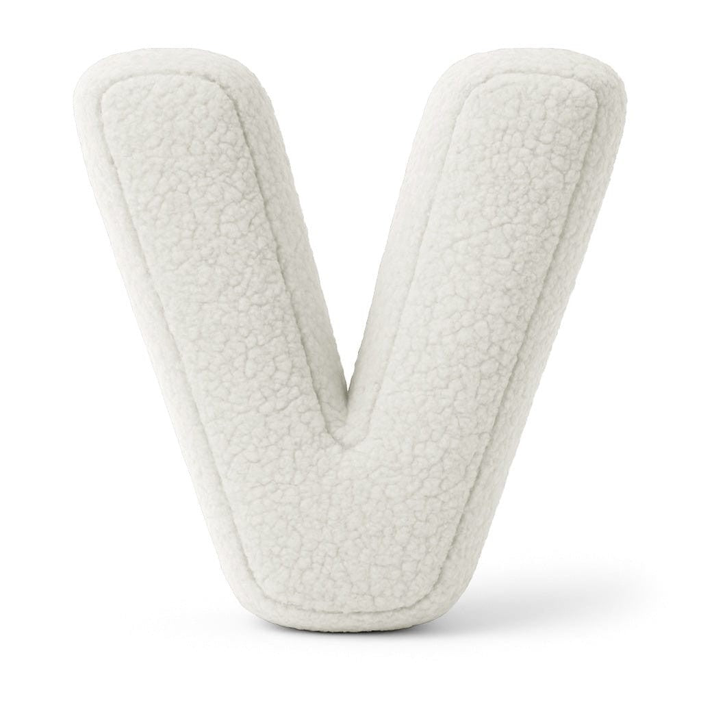 Bearly-letterkussen in de vorm van letter V, gebroken wit van MeowBaby