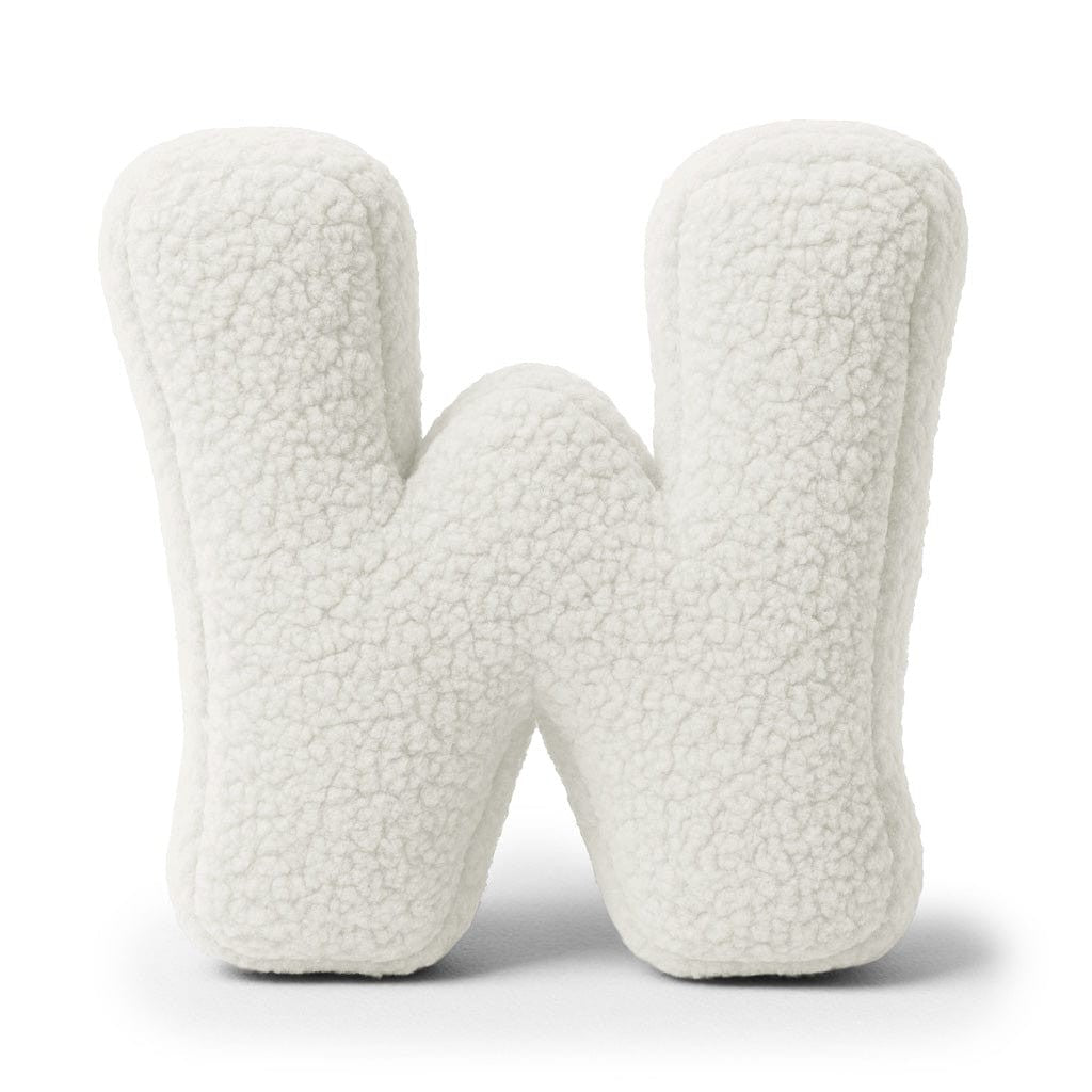 Bearly-letterkussen in de vorm van letter W, gebroken wit van MeowBaby