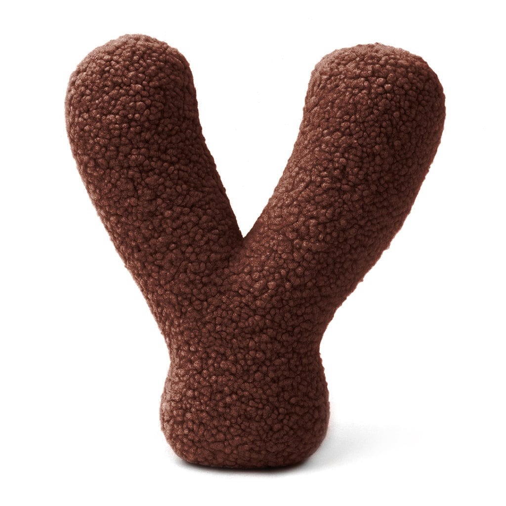 Bearly-letterkussen in de vorm van letter Y, donkerbruin van MeowBaby