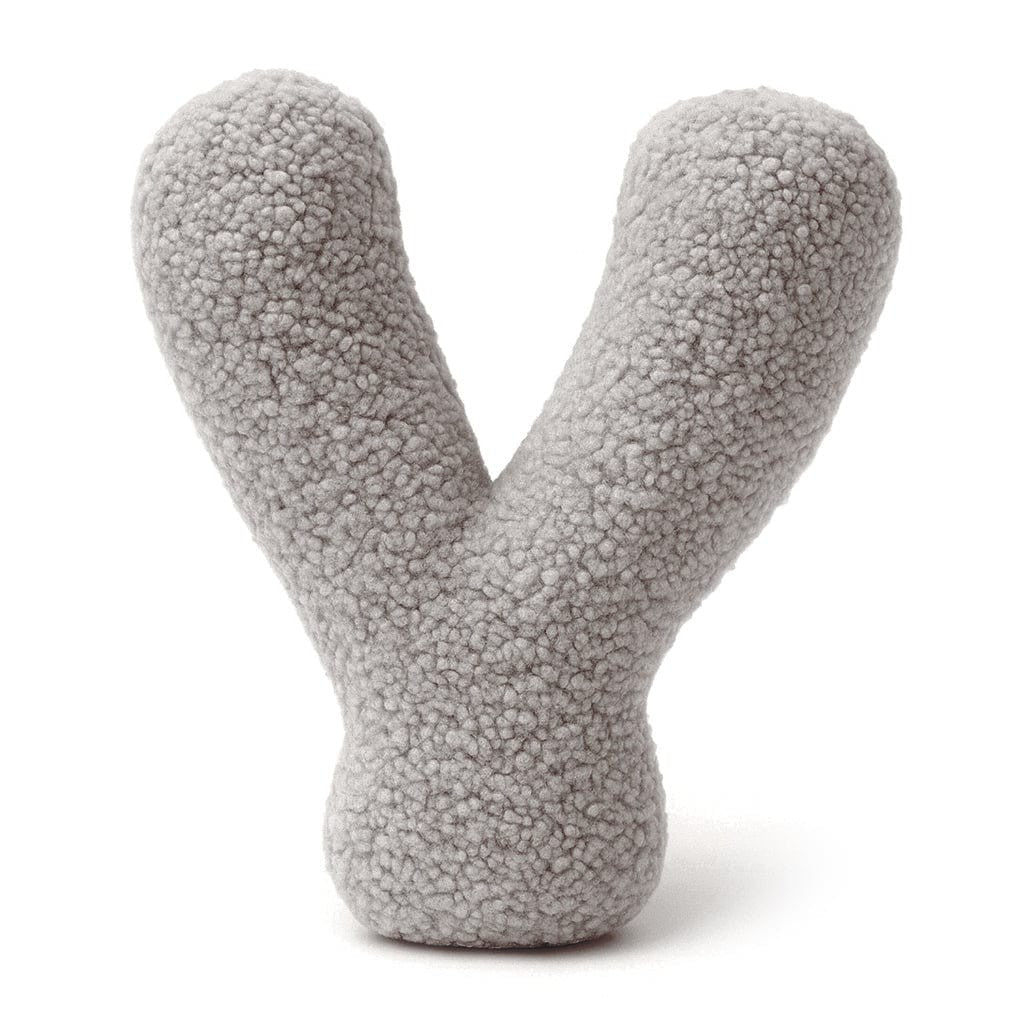 Bearly-letterkussen in de vorm van letter Y, lichtgrijs van MeowBaby