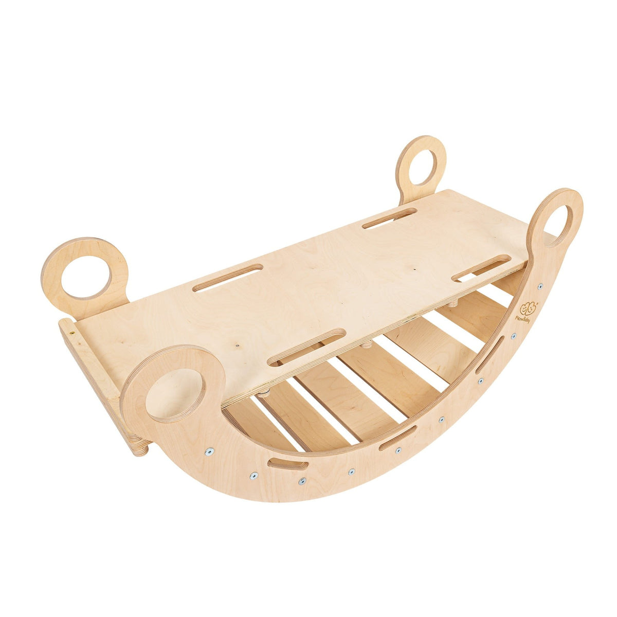 MeowBaby Dream Rocker Large naturel, glijbaan met roze kussen