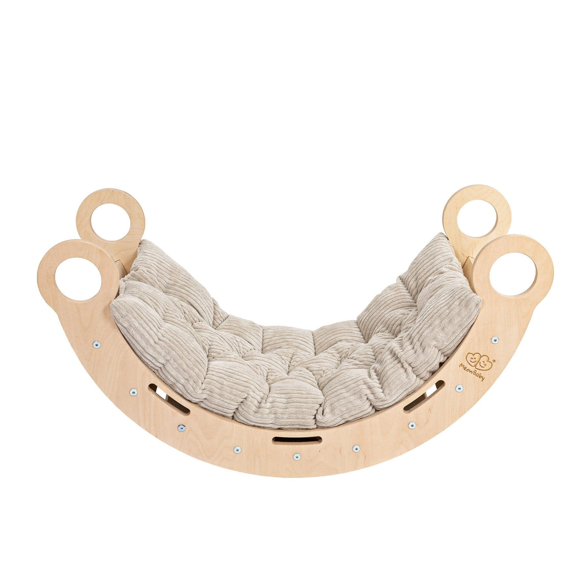 MeowBaby Dream Rocker Small naturel, basis met beige kussen