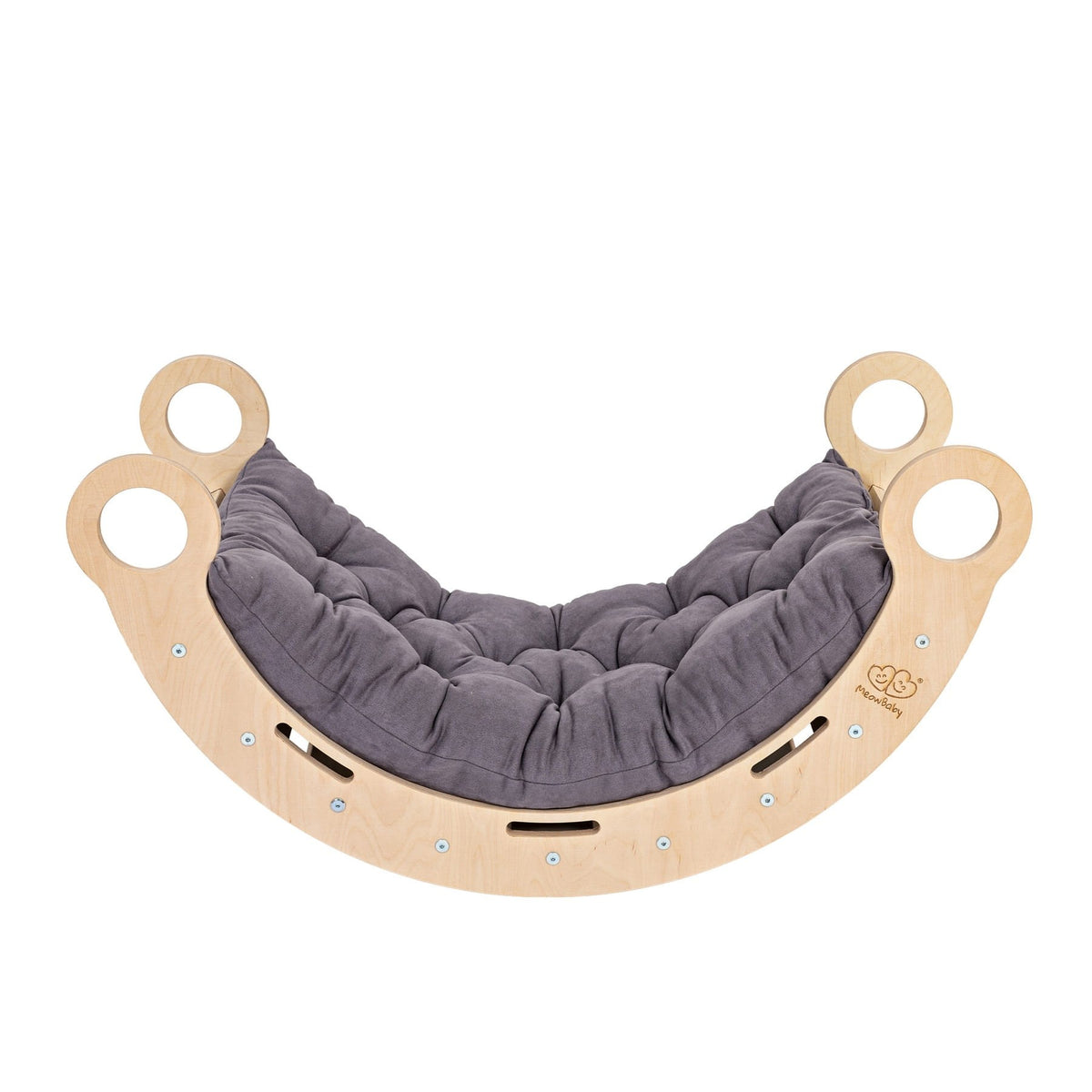 MeowBaby Dream Rocker Small naturel, basis met grijs kussen