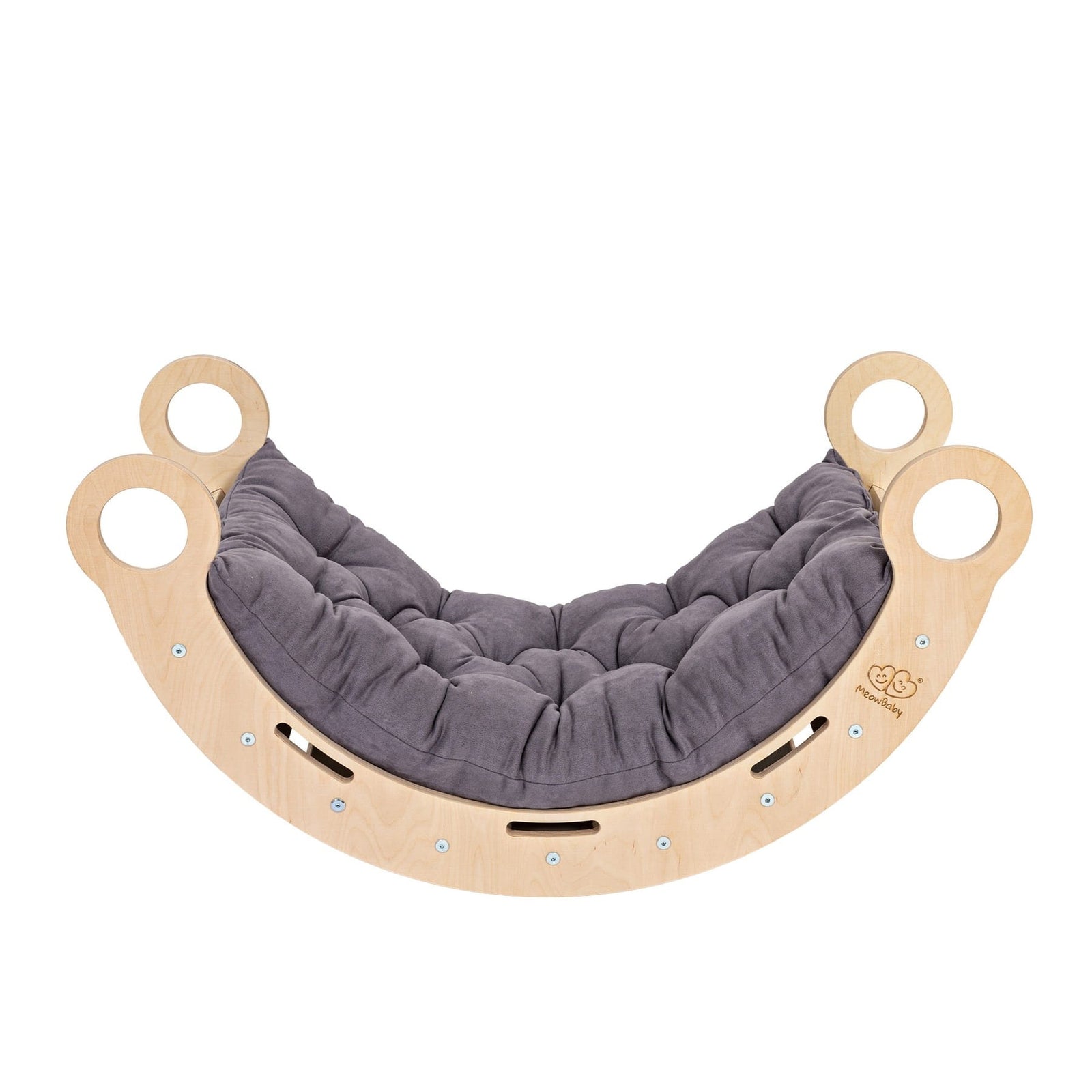 MeowBaby Dream Rocker Small naturel, basis met grijs kussen