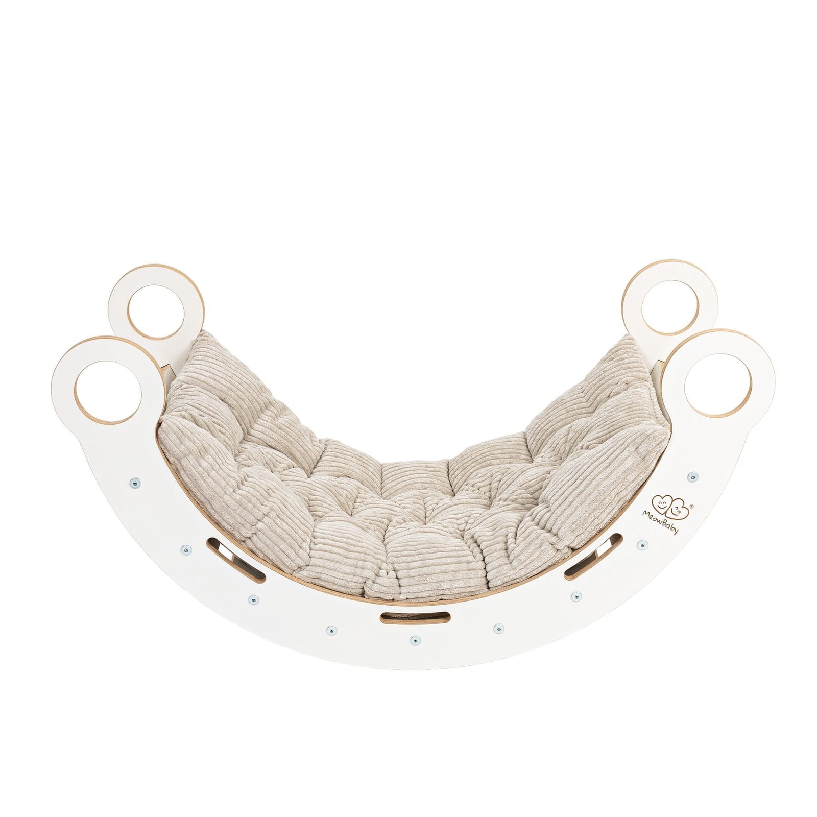 MeowBaby Dream Rocker Small wit, basis met beige kussen