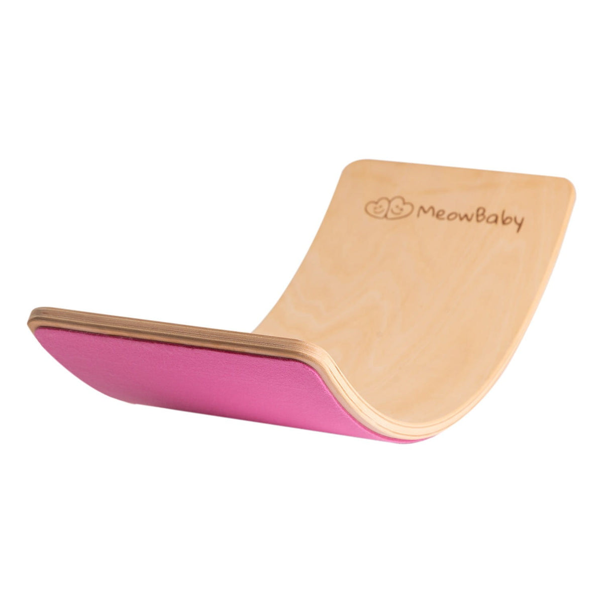 MeowBaby houten balansbord in naturel met roze vilt