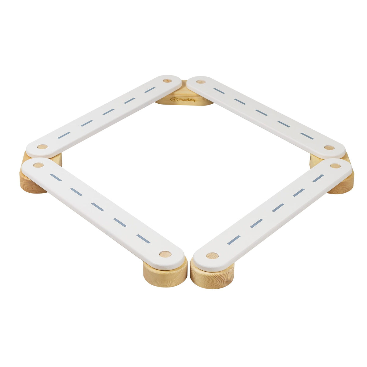 MeowBaby houten sensorisch balanspad met 4 elementen in wit