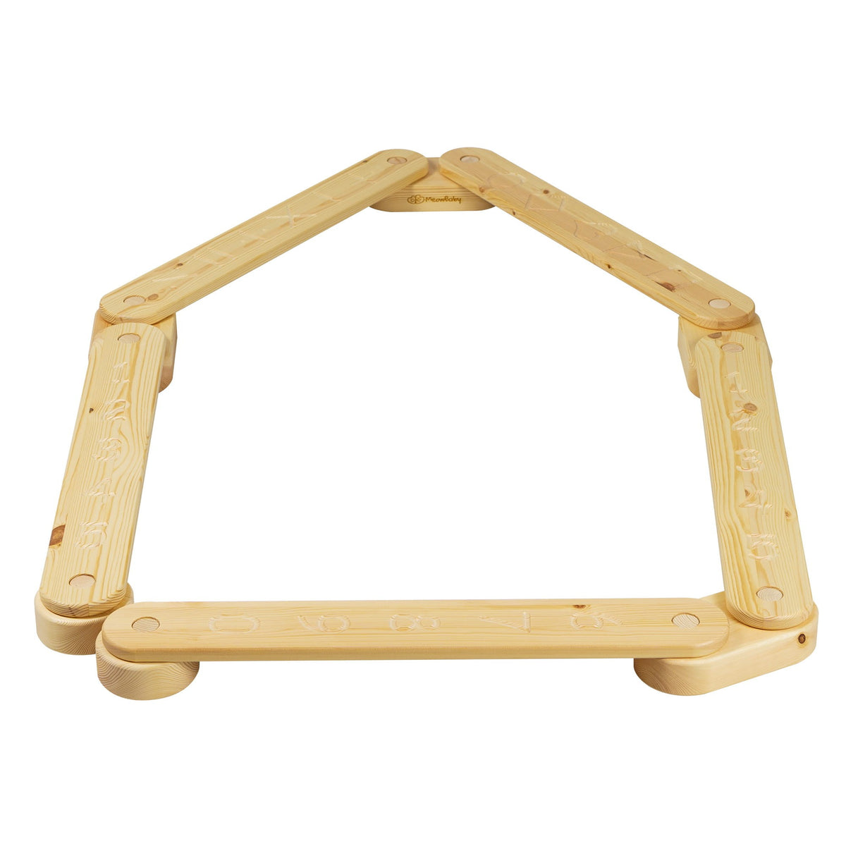 MeowBaby houten sensorisch balanspad met 5 elementen in naturel