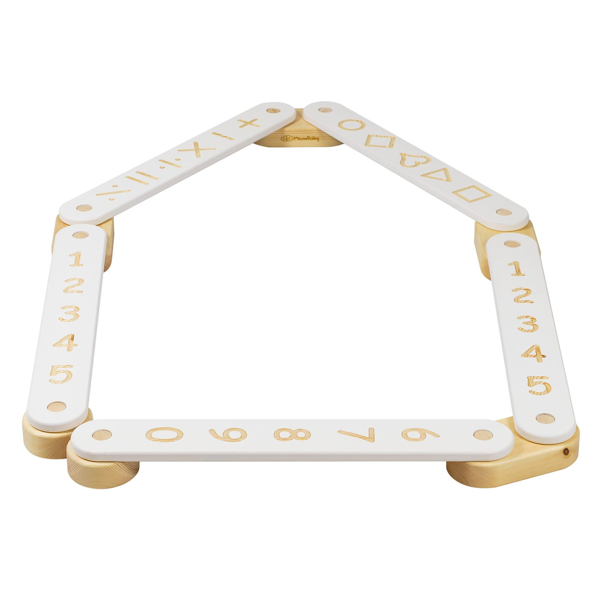 MeowBaby houten sensorisch balanspad met 5 elementen in wit