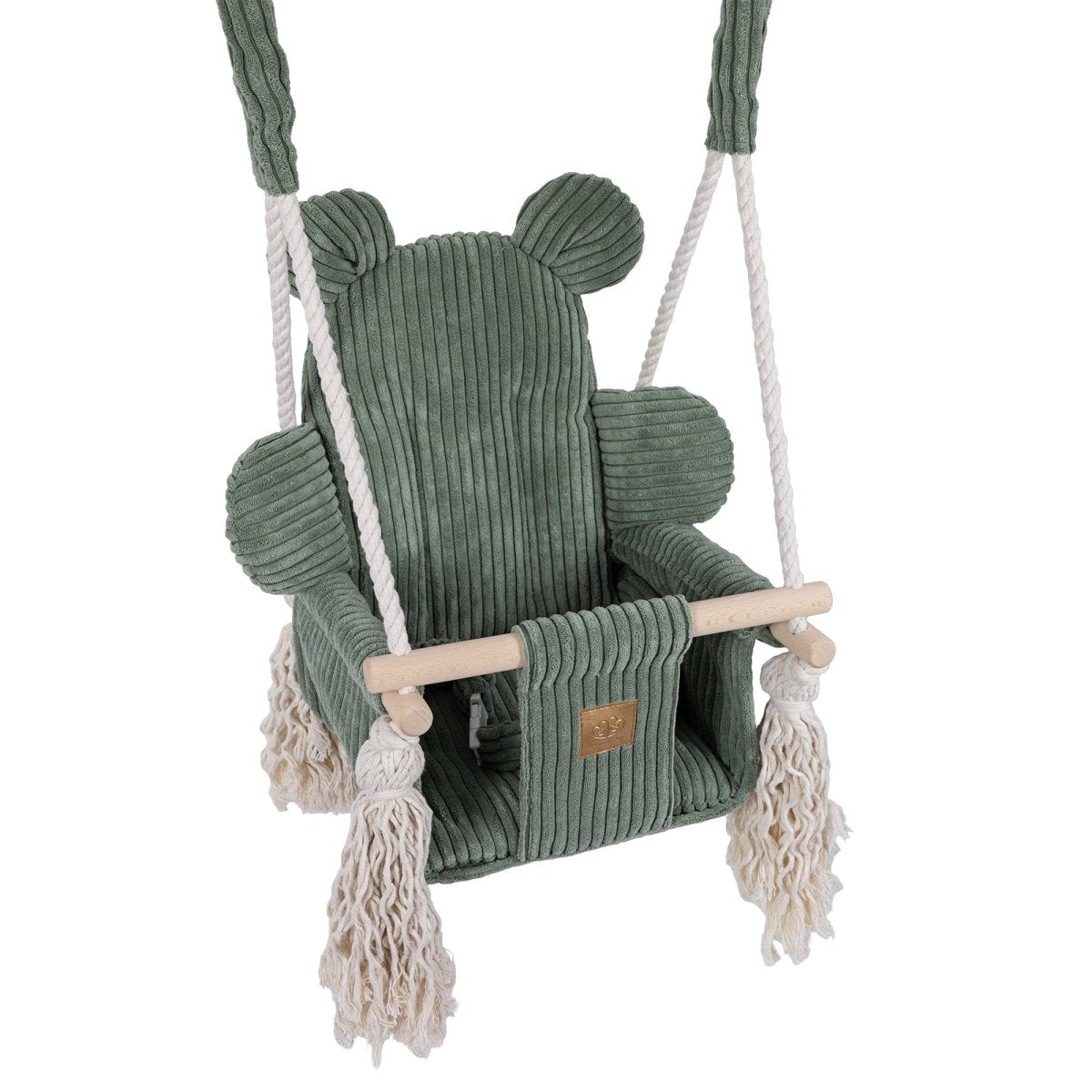 MeowBaby Bear Swing Indoor-Schaukel in Bärenform in Olivgrün