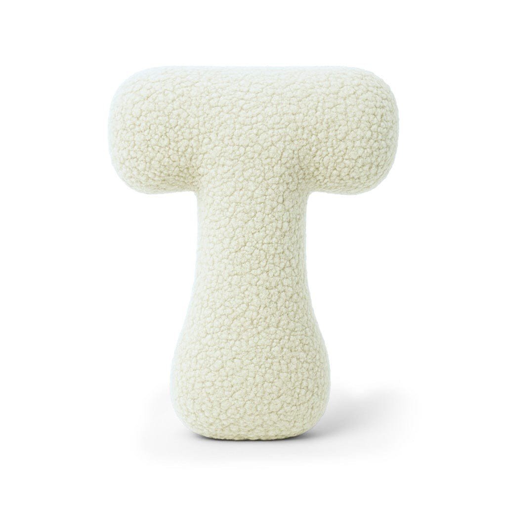 Bearly-Buchstabenkissen in Form des Buchstabens T, Creme, von MeowBaby