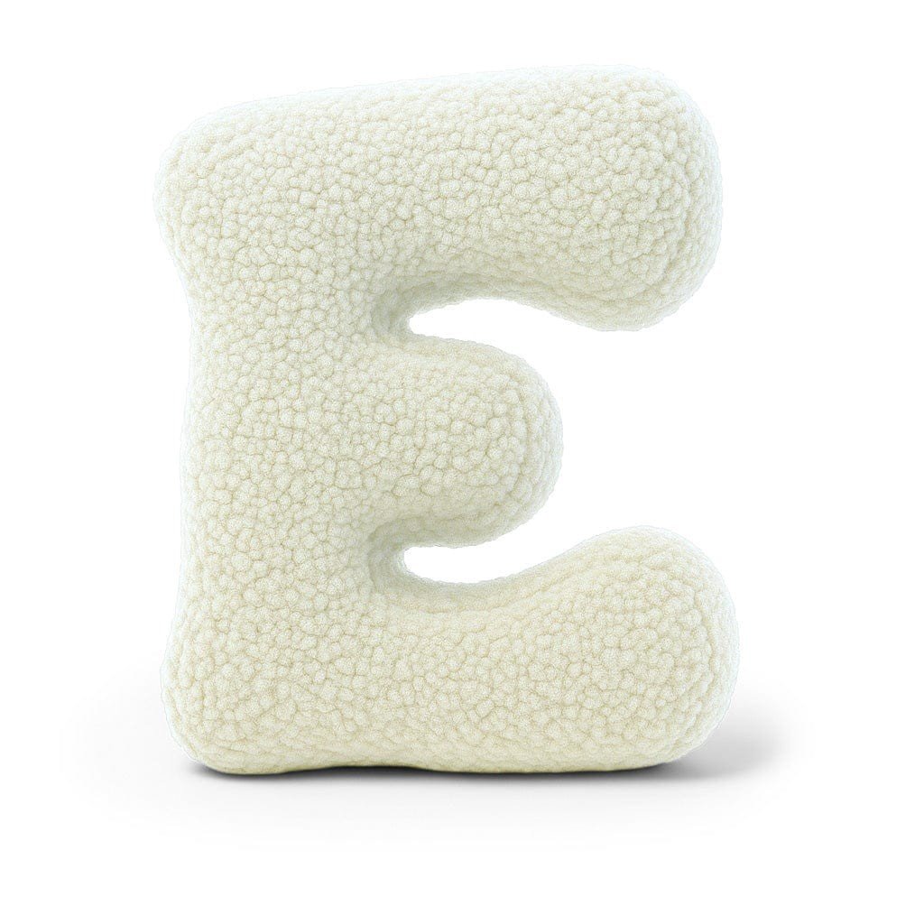 Bearly-Buchstabenkissen in Form des Buchstabens E, Creme, von MeowBaby