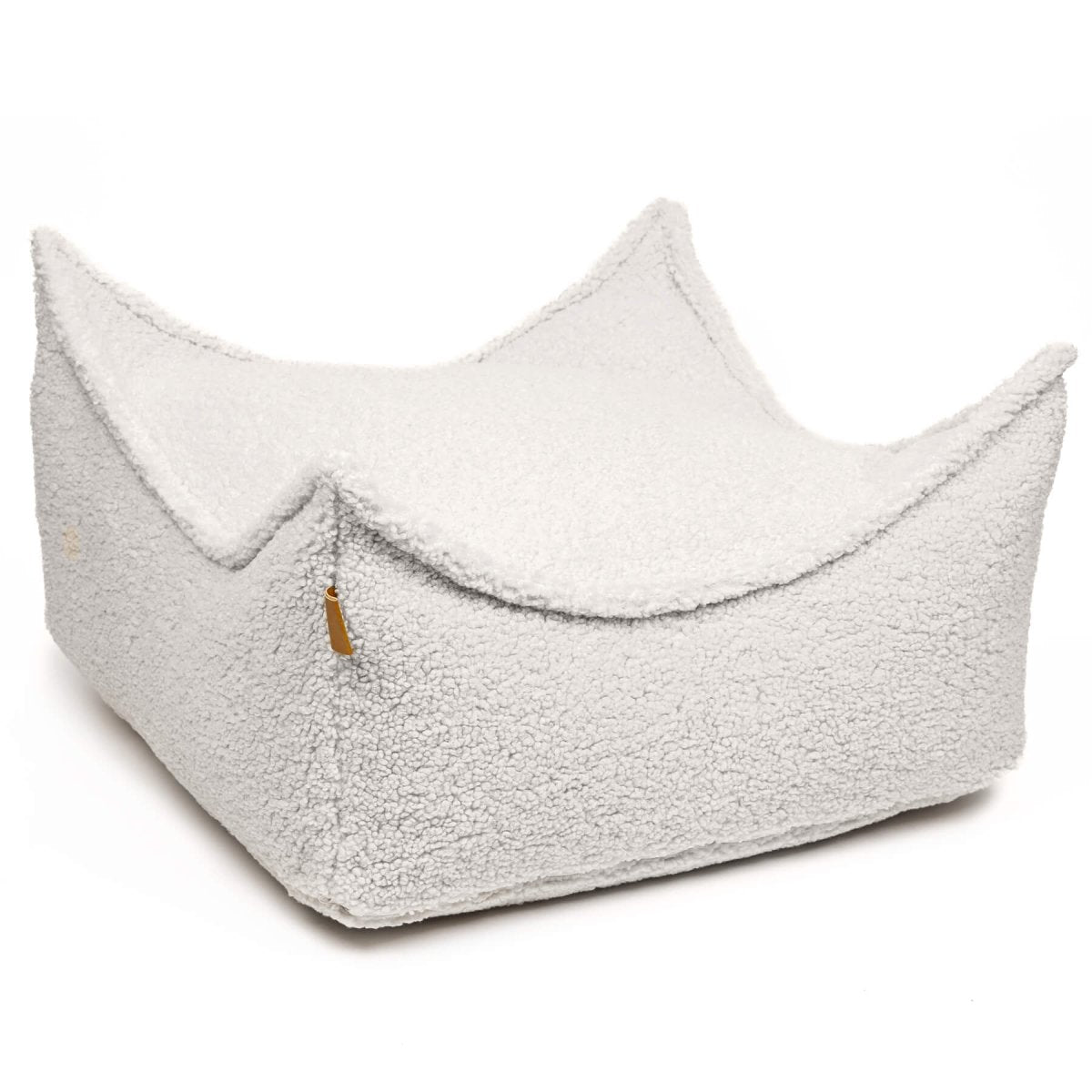 MeowBaby Bearly quadratischer Sitzsack aus Teddystoff in Creme