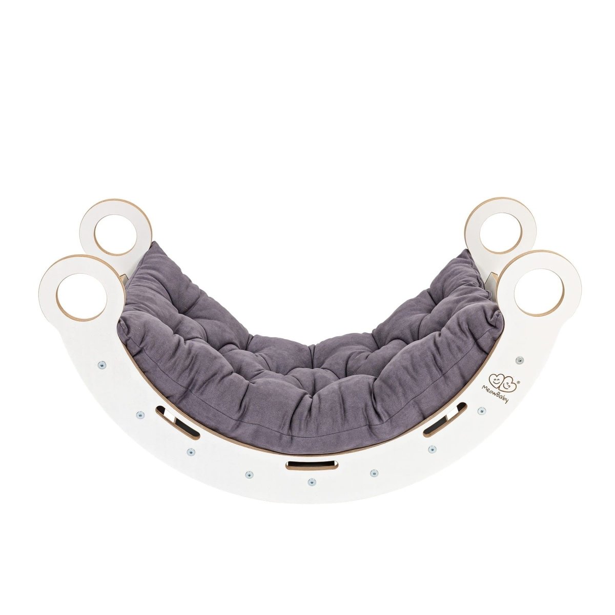 MeowBaby Dream Rocker Large Weiß, Basis mit grauem Kissen