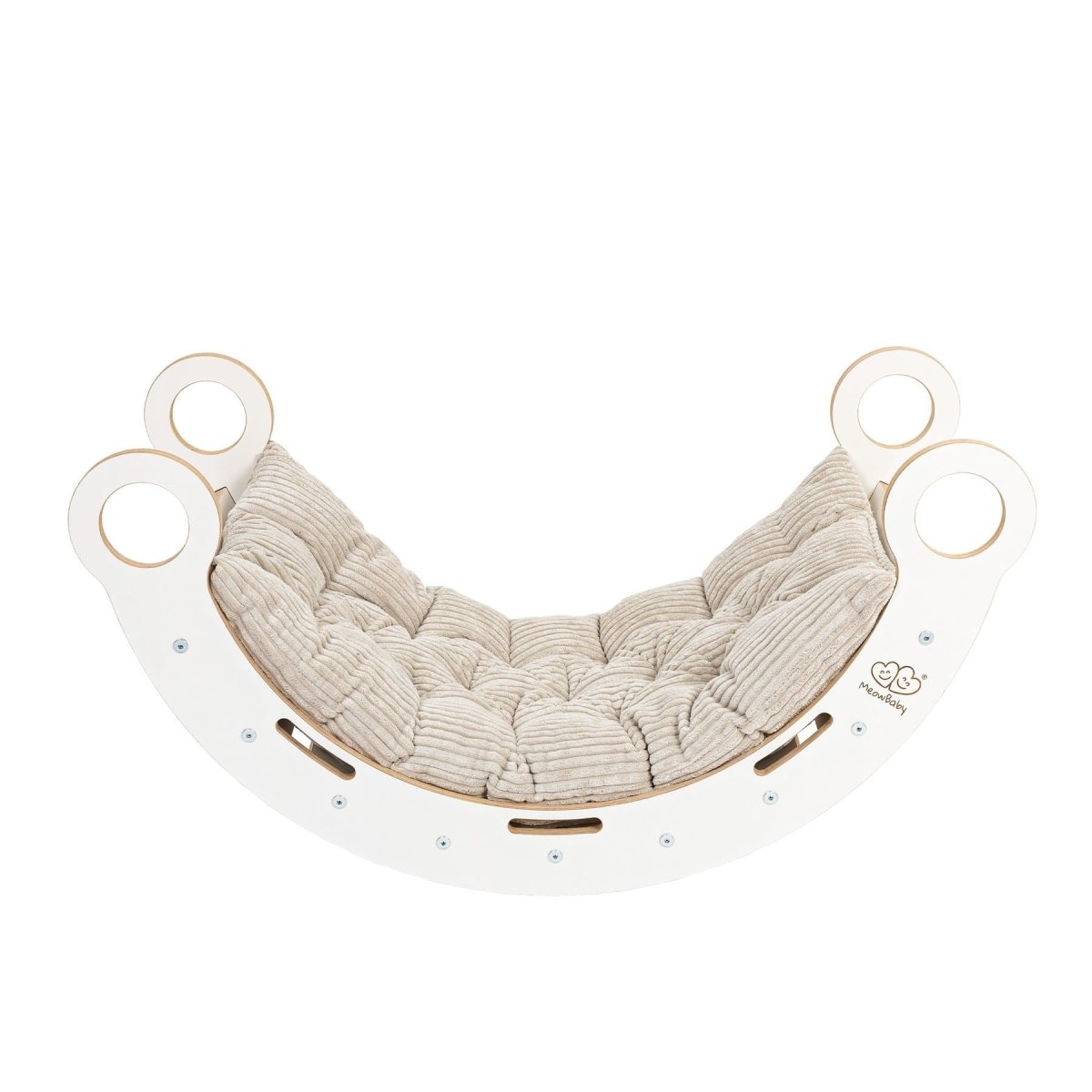 MeowBaby Dream Rocker Large Weiß, Basis mit beigem Kissen