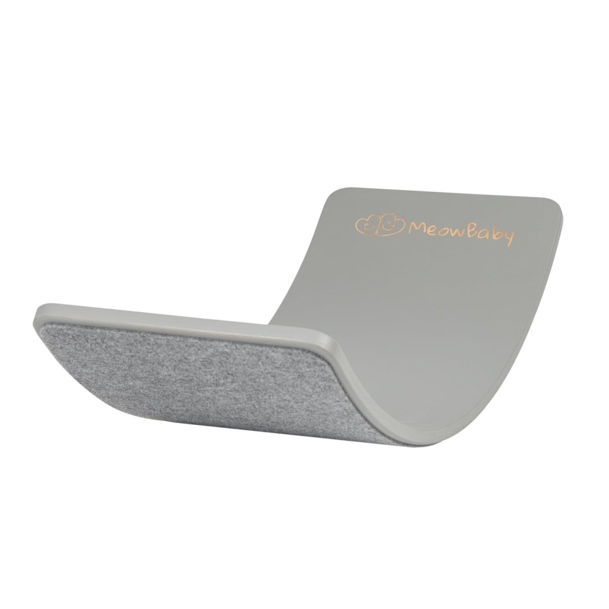 MeowBaby Balanceboard aus Holz, Grau mit grau meliertem Filz