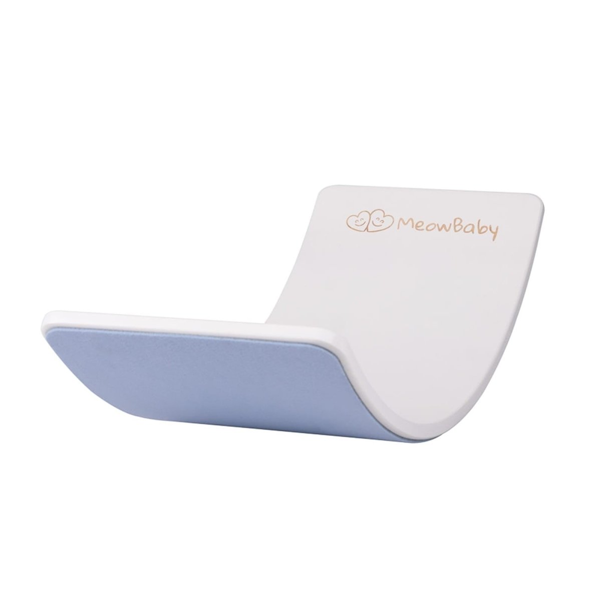 MeowBaby Balanceboard aus Holz, Weiß mit hellblauem Filz