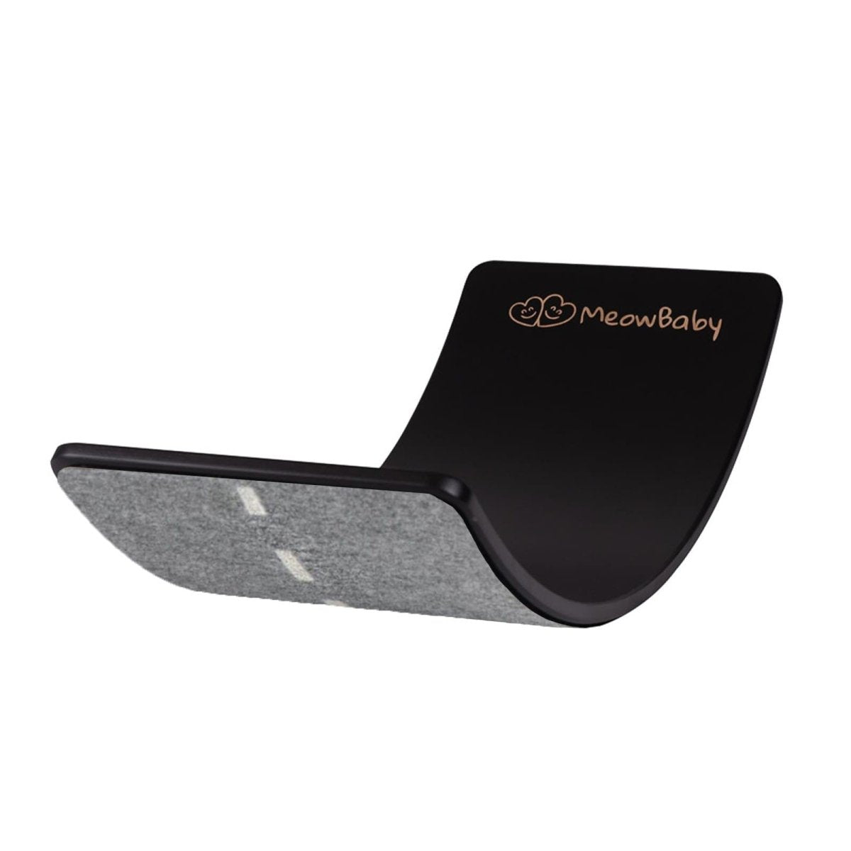 MeowBaby Balanceboard aus Holz, Schwarz mit grau meliertem Filz