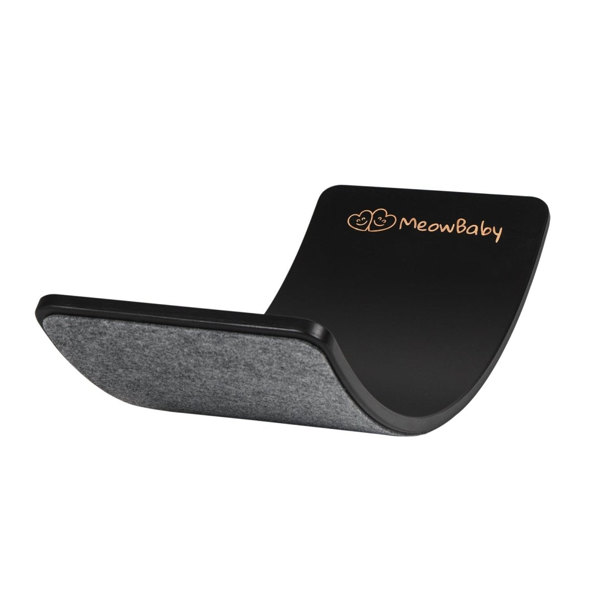 MeowBaby Balanceboard aus Holz, Schwarz mit grauem Filz