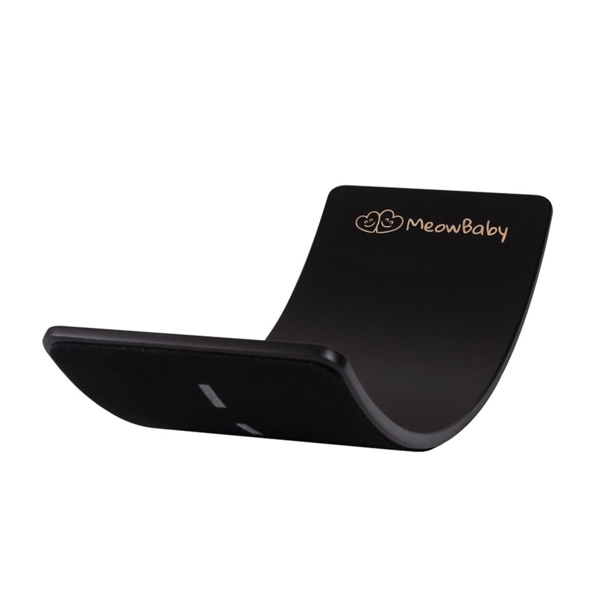 MeowBaby Balanceboard aus Holz, Schwarz mit schwarzem Straßenfilz