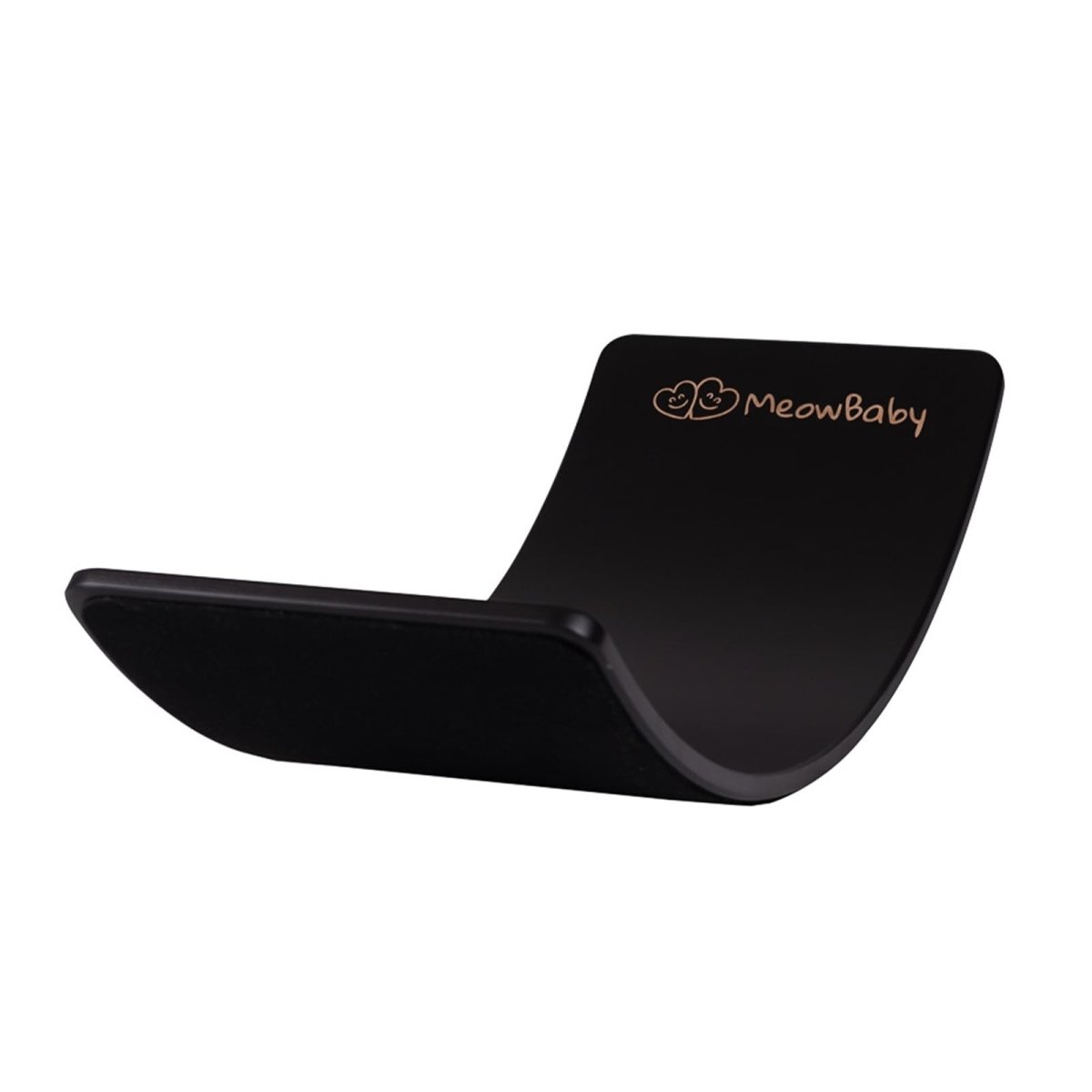 MeowBaby Balanceboard aus Holz, Schwarz mit schwarzem Filz