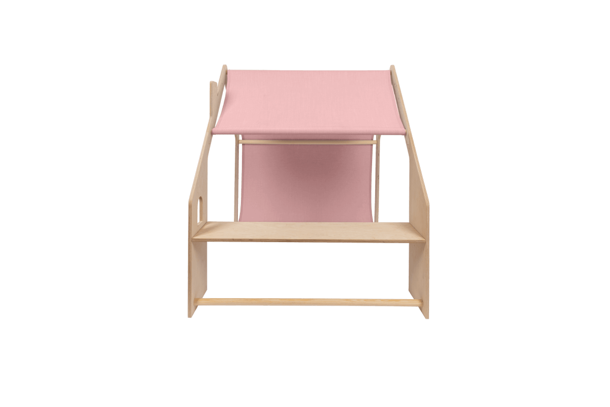Spielhäuschen aus Holz in Natur mit rosa Dach fürs Kinderzimmer, zusätzliches Produktfoto 6