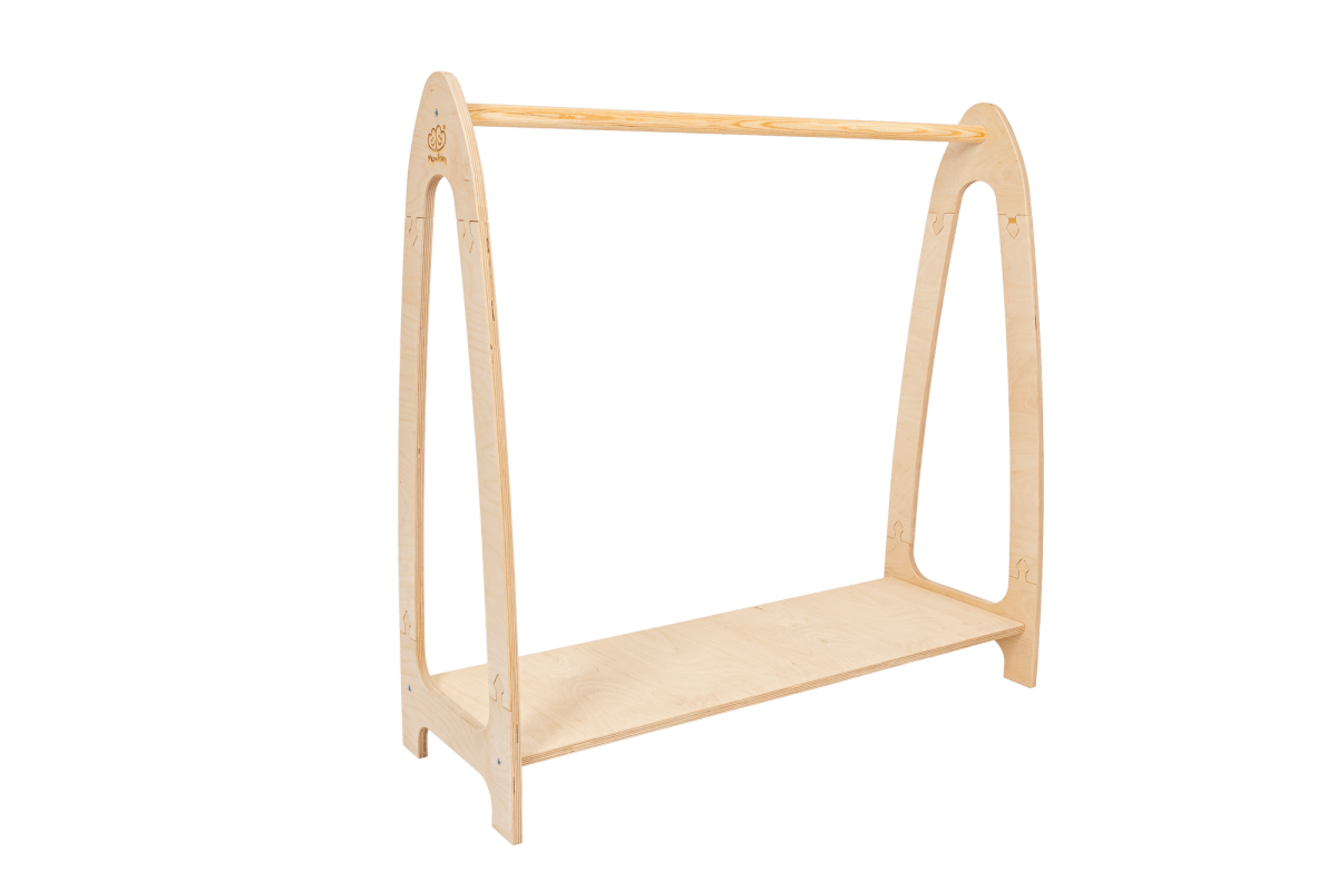 Kinder-Kleiderständer aus Holz, Bogen, Natur, groß, auf Kinderhöhe, zusätzliches Produktfoto 2