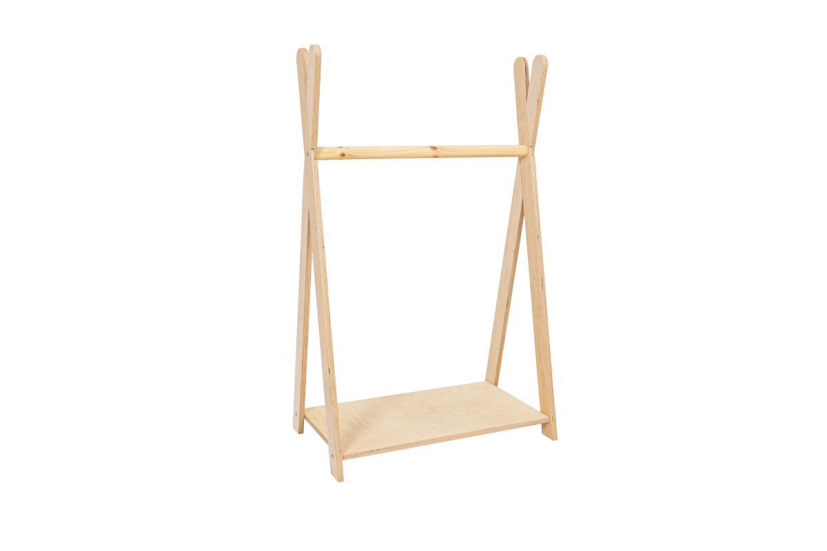 Kinder-Kleiderständer aus Holz, Tipi, Weiß, klein, auf Kinderhöhe, zusätzliches Produktfoto 2