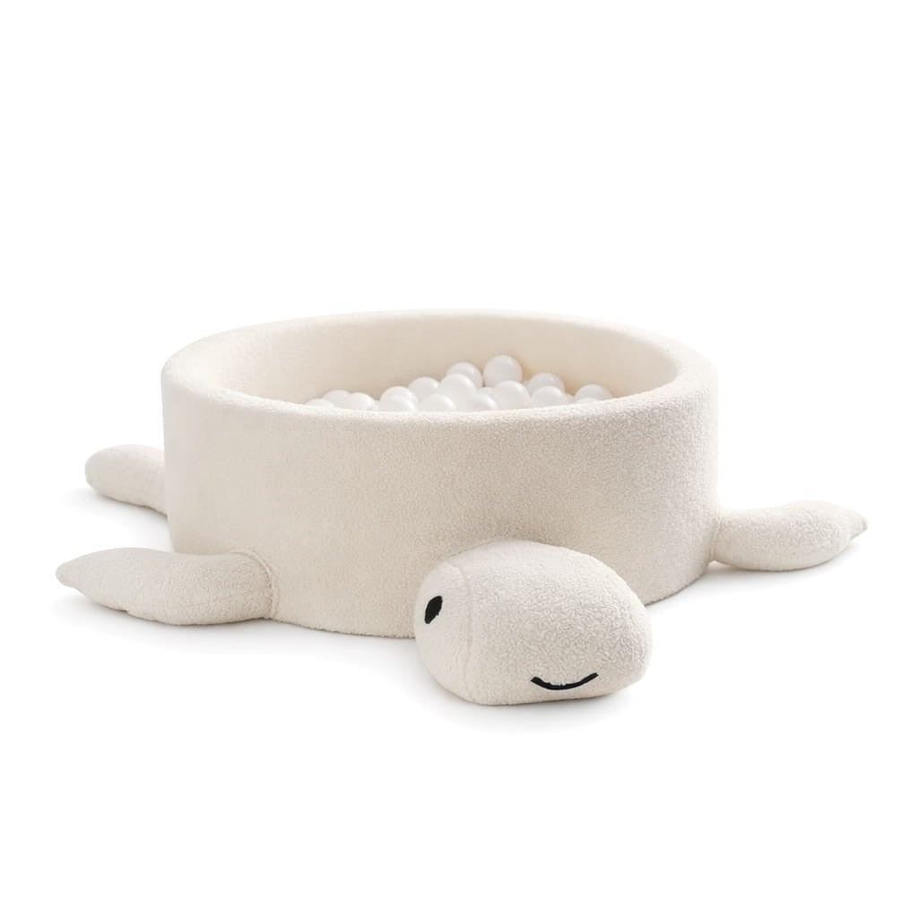MeowBaby schildpadvormige ballenbak in crèmebeige Bouclé