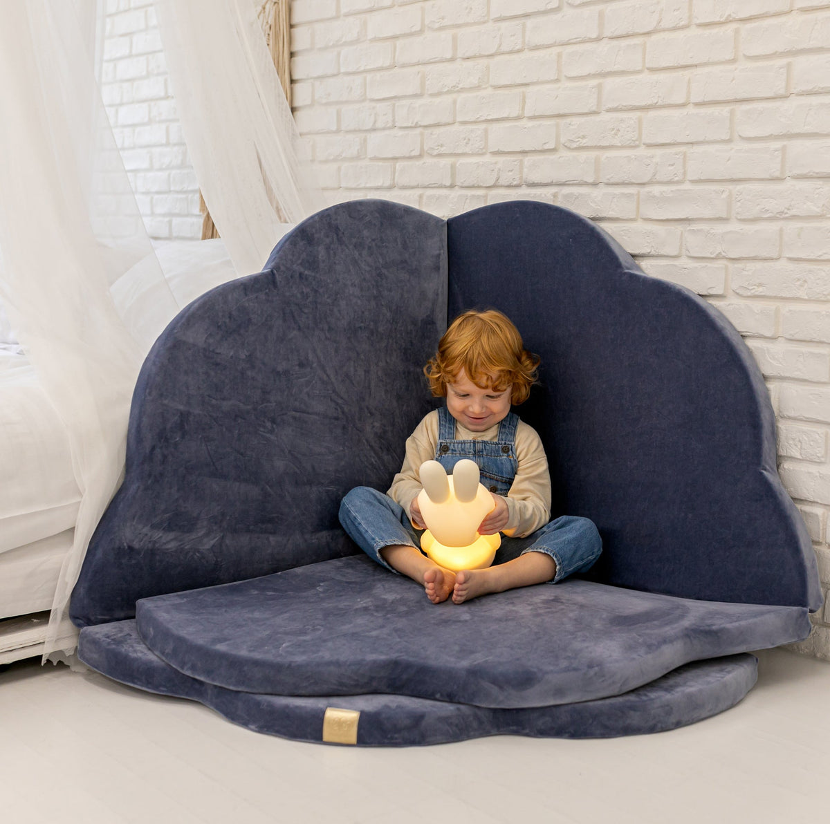 MeowBaby Velvet wolkvormige speelmat in blauwgrijs
