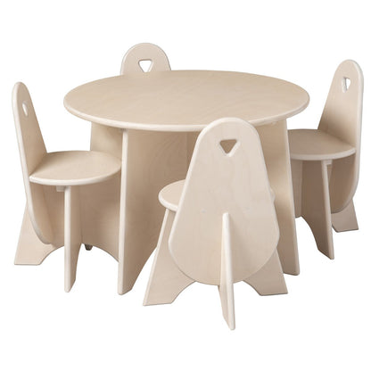 Van Dijk Toys houten Apollo Ronde tafel berken voor Peuters - Ø60cm hoogte 40cm - White wash - 