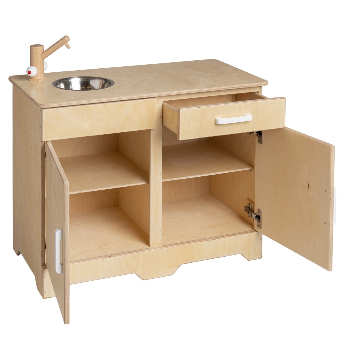 Van Dijk Toys houten speelgoed keuken / keukentje - Naturel met wit (Kinderopvang kwaliteit) - 