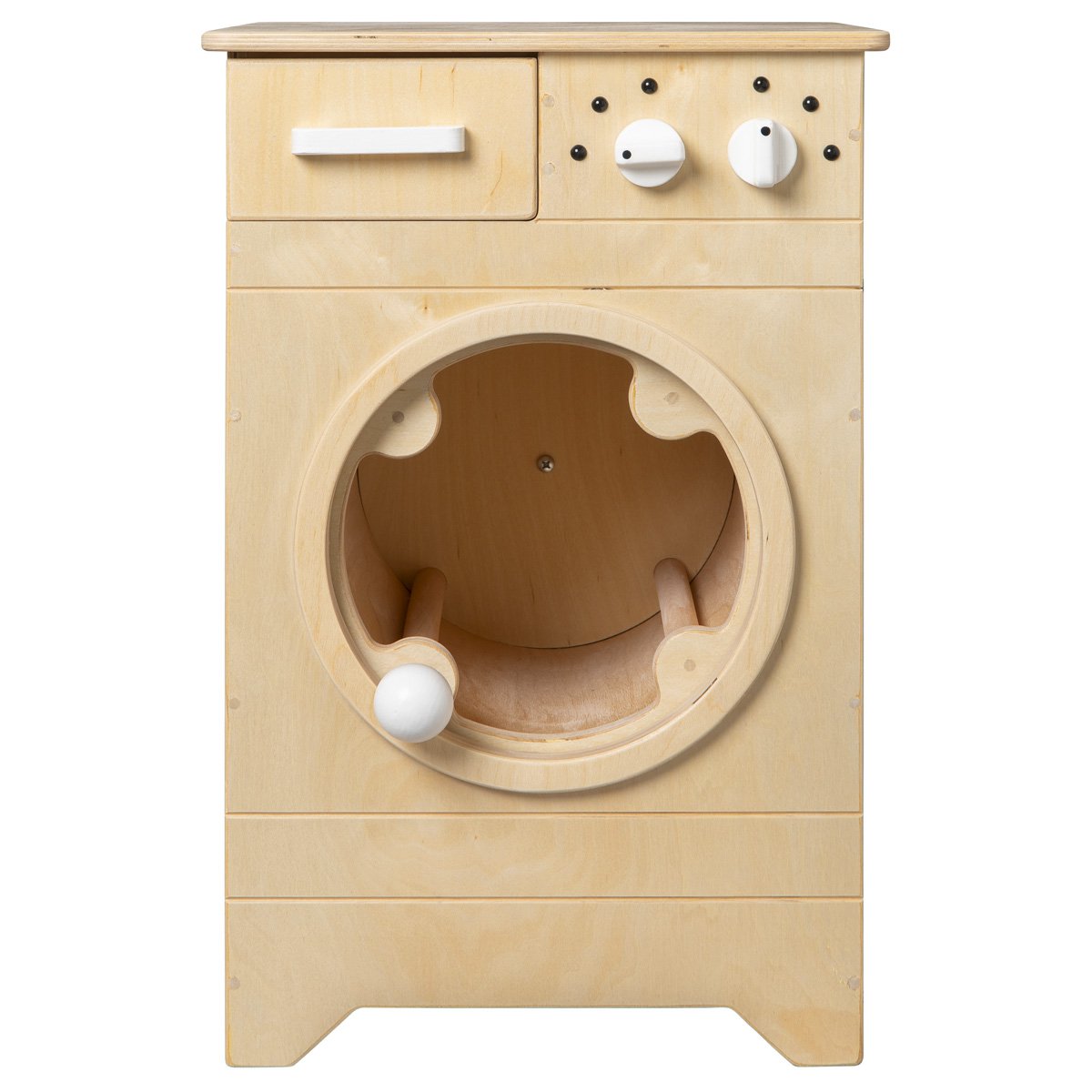 Van Dijk Toys houten speelgoed wasmachine - Naturel met wit (Kinderopvang kwaliteit) - 