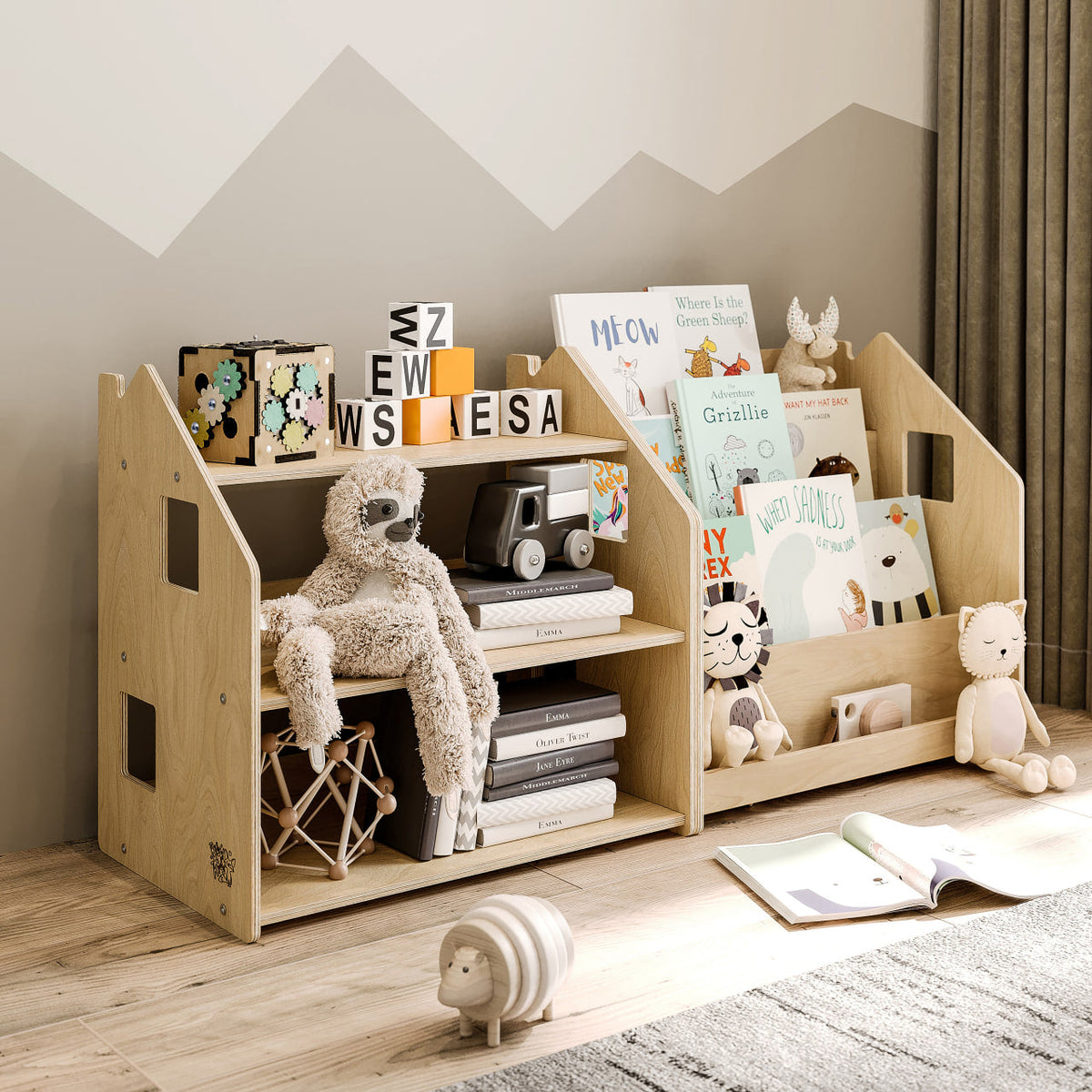 BusyKids boekenkast en speelgoedrek set – limited edition