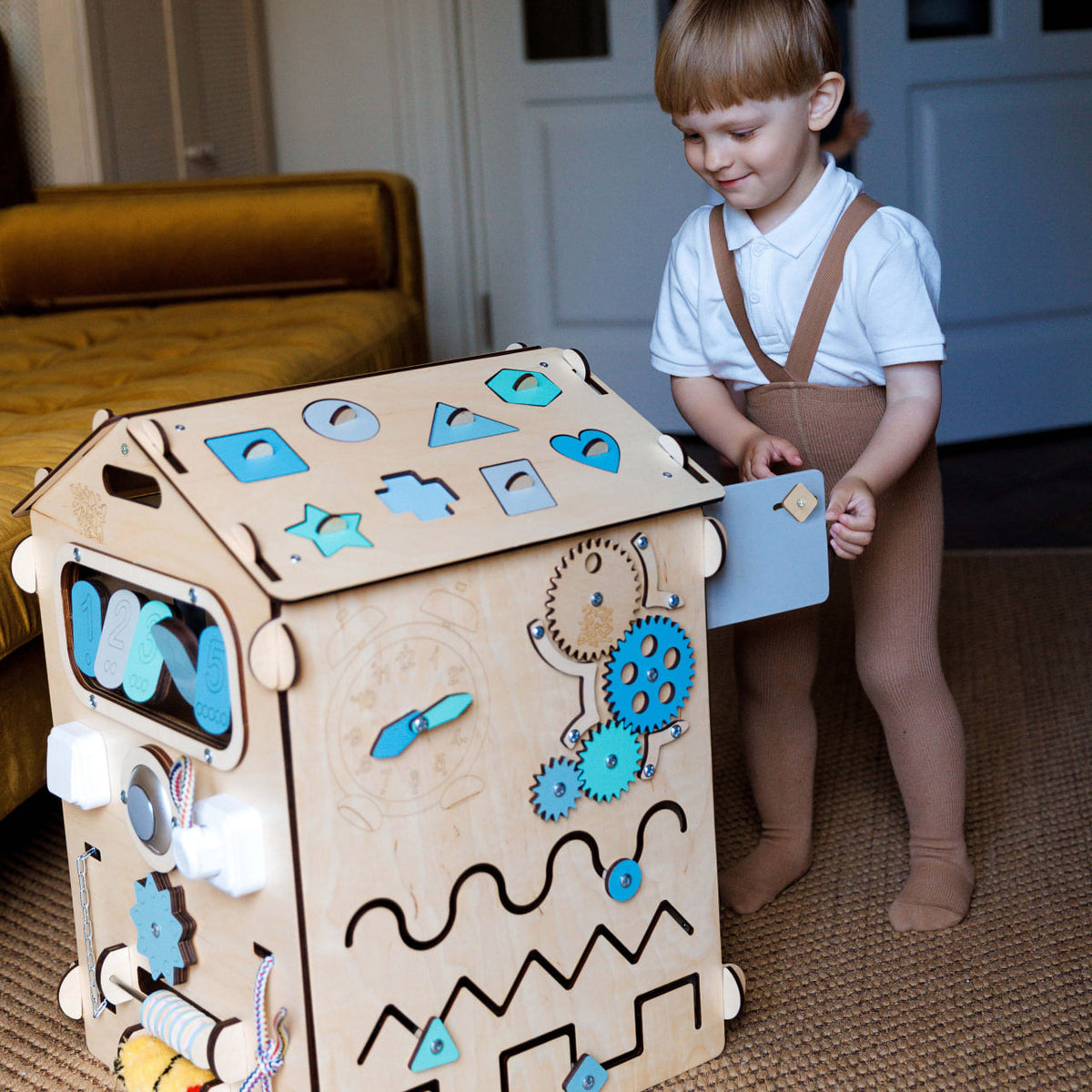 Set - BusyBoard House natural/mint and creative Cube