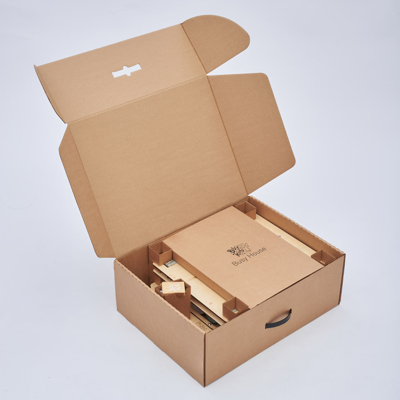 Set - BusyBoard Häuschen natura/mint und kreativer Würfel