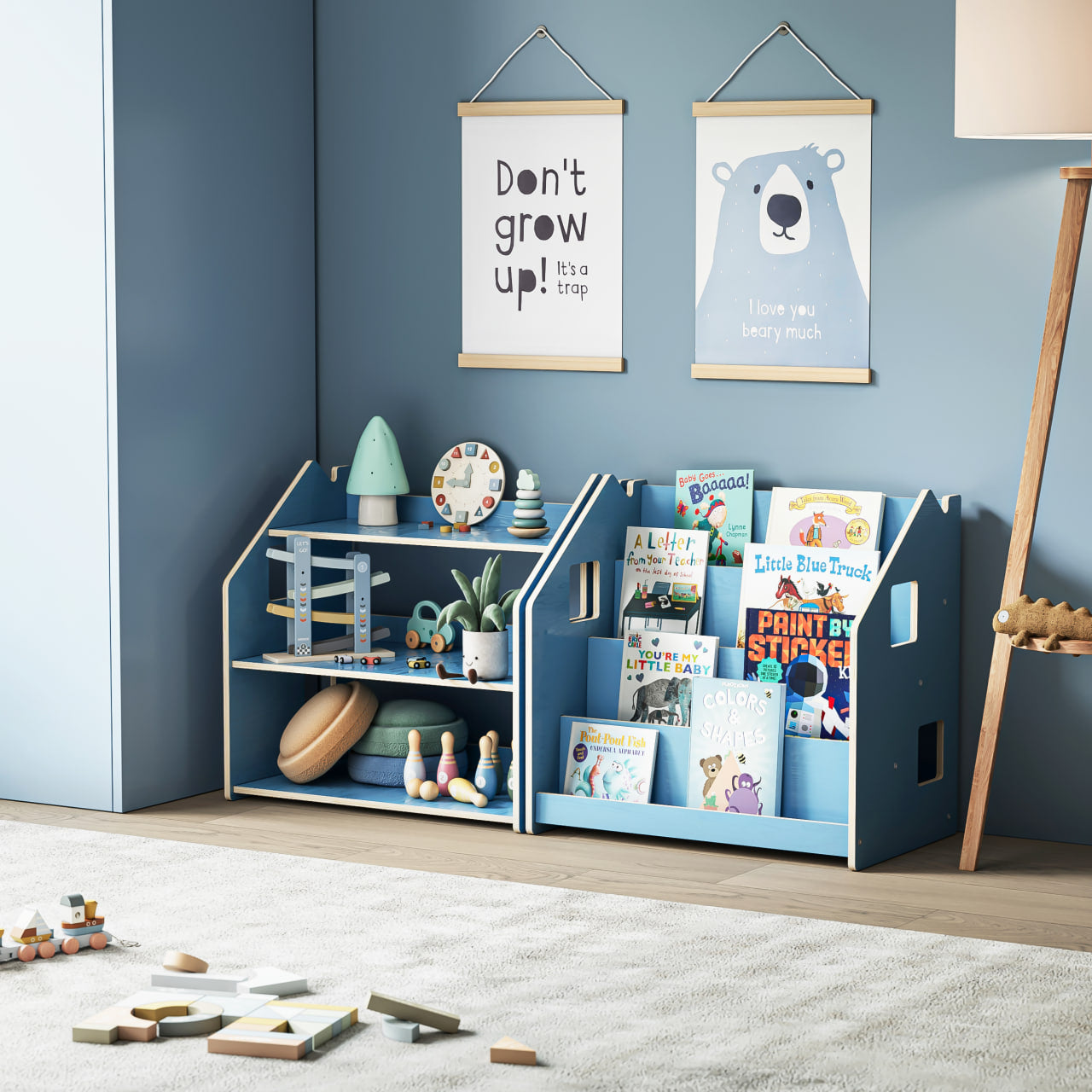 BusyKids boekenkast en speelgoedrek set – limited edition