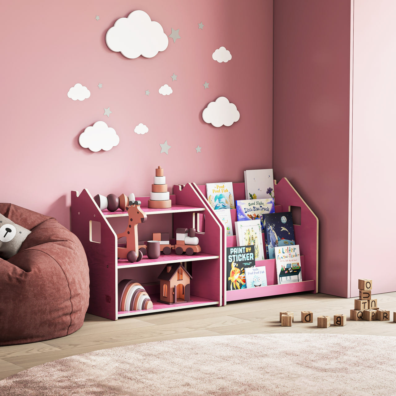 BusyKids boekenkast en speelgoedrek set – limited edition