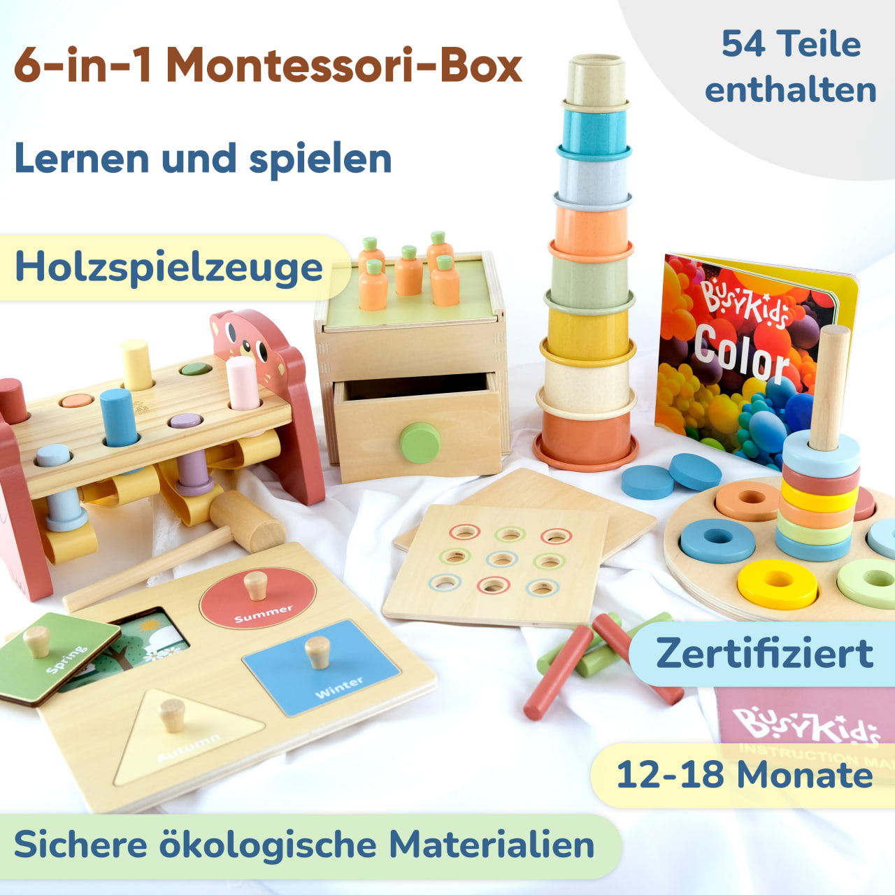 Montessori-Set „BusyKids“ für Kinder von 12 bis 18 Monaten