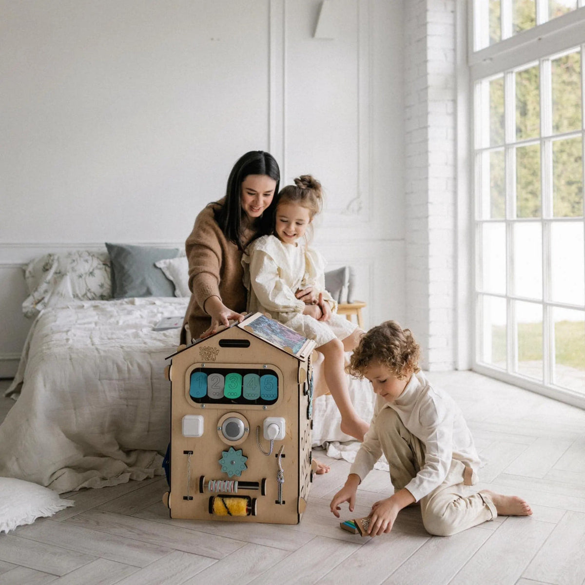 Set - BusyBoard House natural/mint and creative Cube